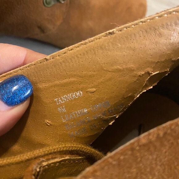 Steve Madden Tanngoo chestnut brown suede high wedge laced up shoe size 9 - Picture 9 of 9